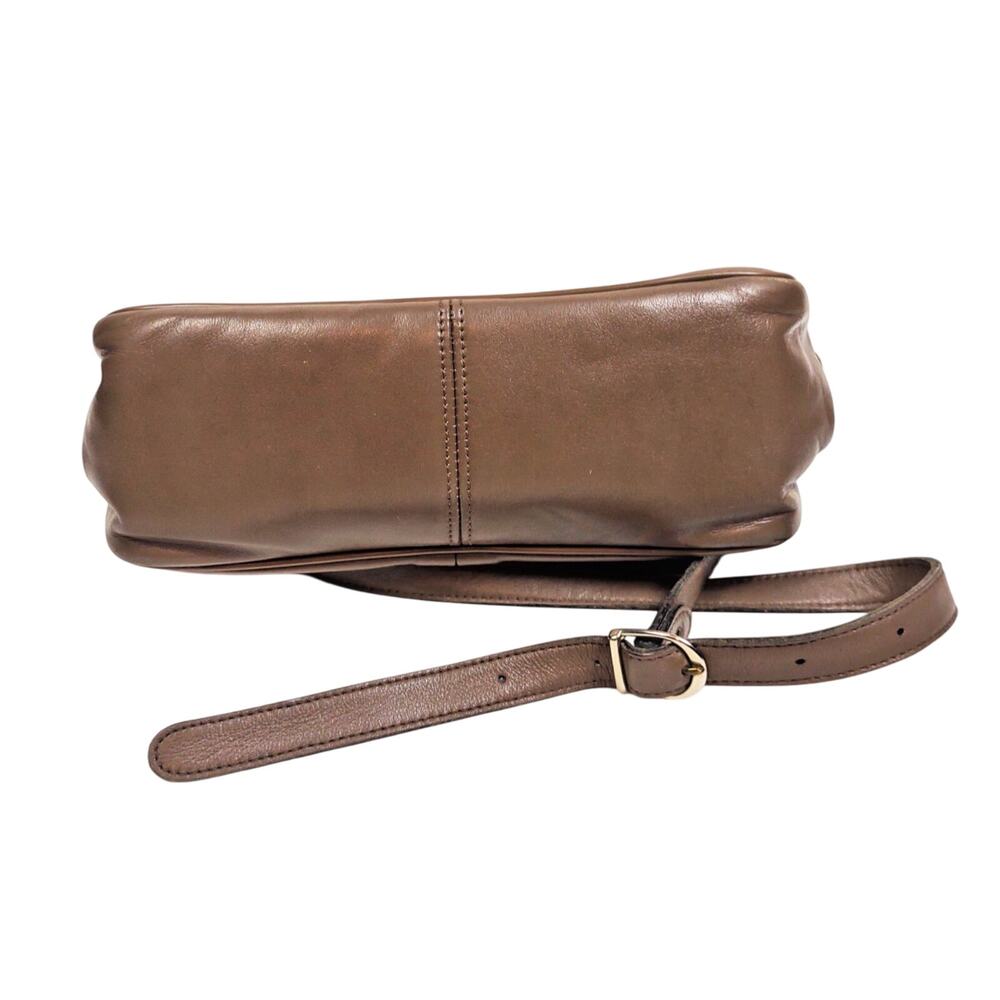 Vintage Etienne Aigner Taupe Brown Leather Shoulder Crossbody Bag Gold Hardware - Picture 2 of 14